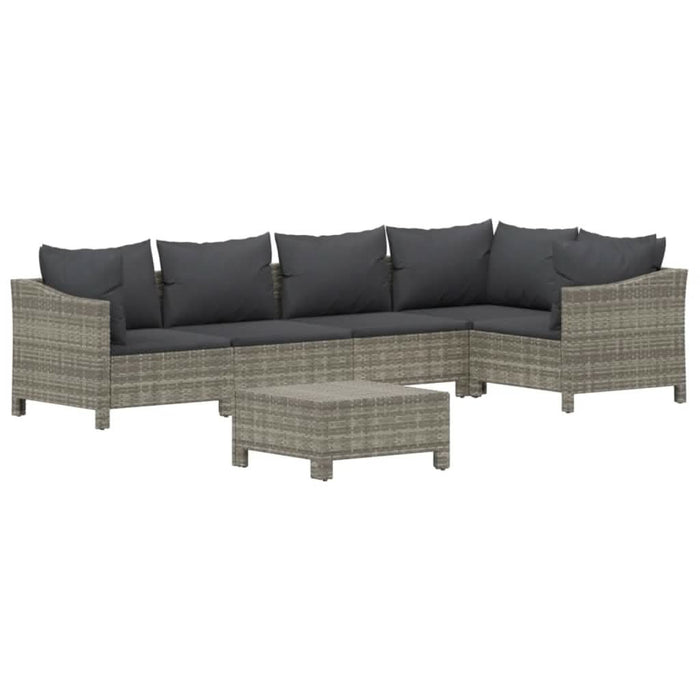 Set mobilier de grădină cu perne, 6 piese, gri, poliratan - WALTI WALTI