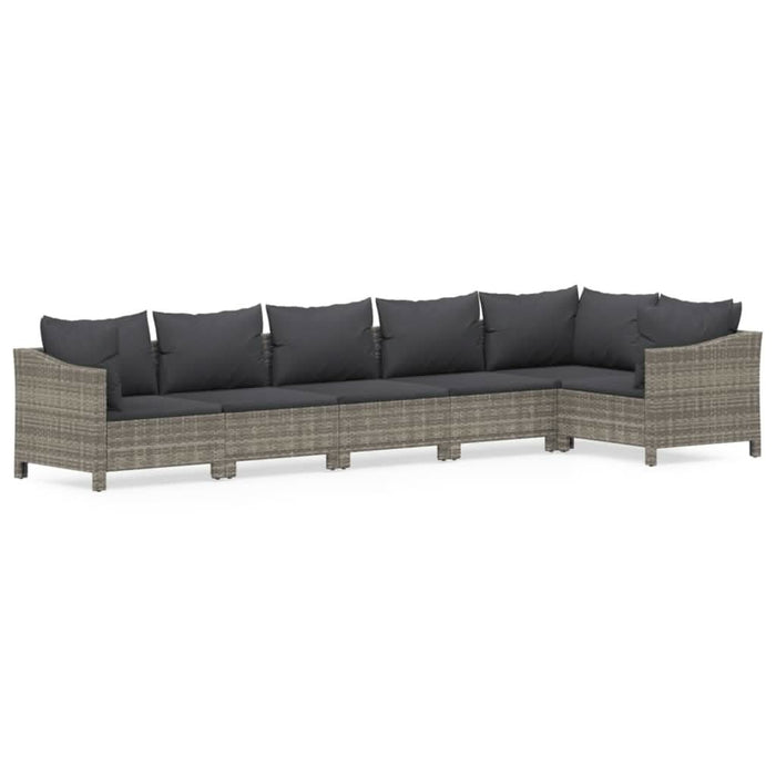 Set mobilier de grădină cu perne, 6 piese, gri, poliratan - WALTI WALTI