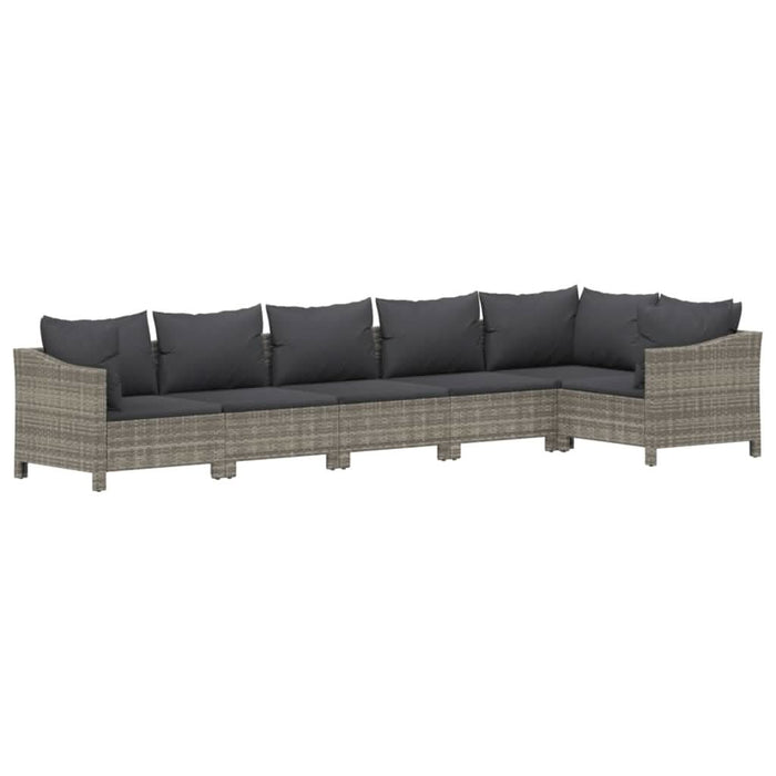 Set mobilier de grădină cu perne, 6 piese, gri, poliratan - WALTI WALTI