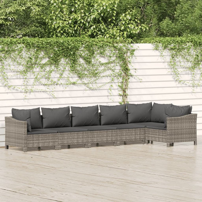 Set mobilier de grădină cu perne, 6 piese, gri, poliratan - WALTI WALTI