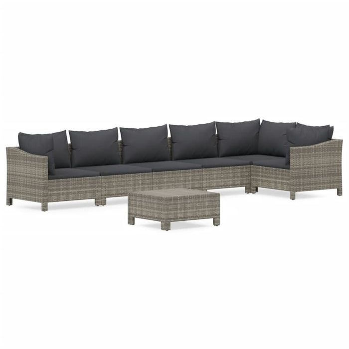 Set mobilier de grădină cu perne, 7 piese, gri, poliratan - WALTI WALTI