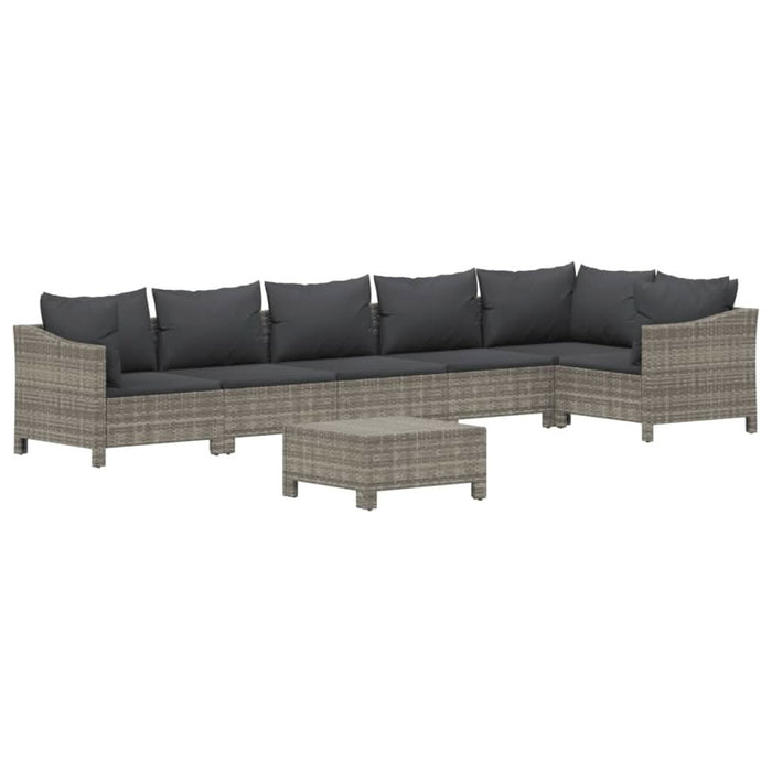 Set mobilier de grădină cu perne, 7 piese, gri, poliratan - WALTI WALTI