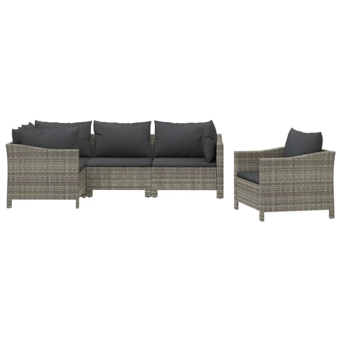 Set mobilier de grădină cu perne, 5 piese, gri, poliratan - WALTI WALTI