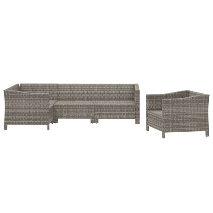Set mobilier de grădină cu perne, 5 piese, gri, poliratan - WALTI WALTI