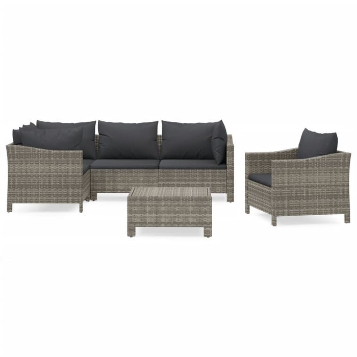Set mobilier de grădină cu perne, 6 piese, gri, poliratan WALTI