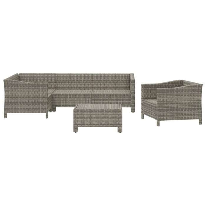 Set mobilier de grădină cu perne, 6 piese, gri, poliratan WALTI