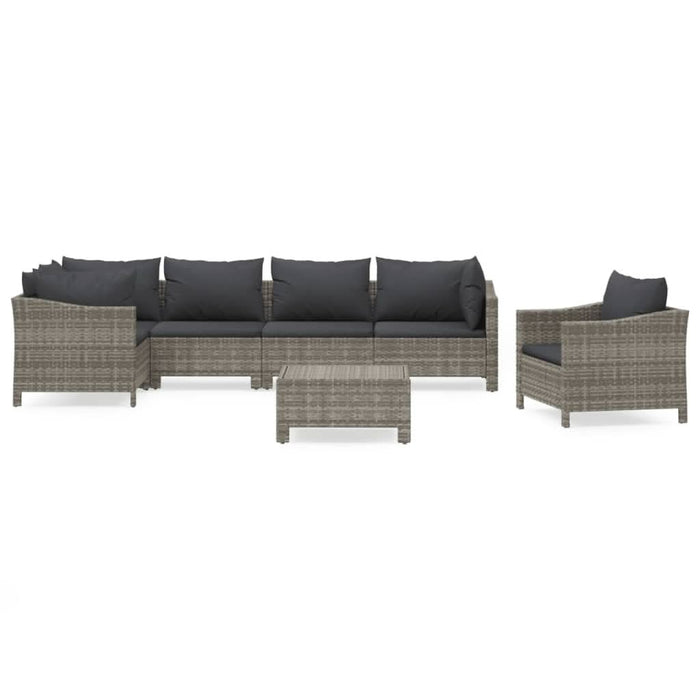 Set mobilier de grădină cu perne, 7 piese, gri, poliratan - WALTI WALTI