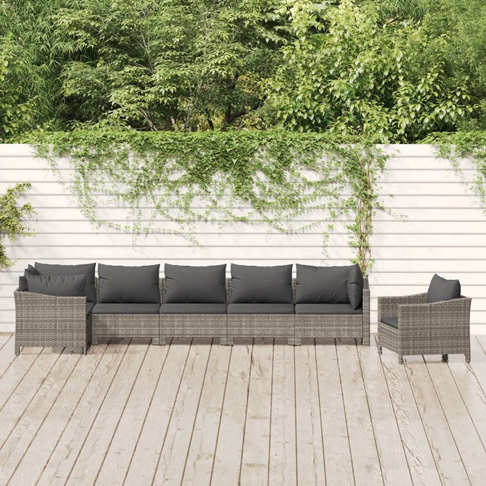 Set mobilier de grădină cu perne, 7 piese, gri, poliratan - WALTI WALTI