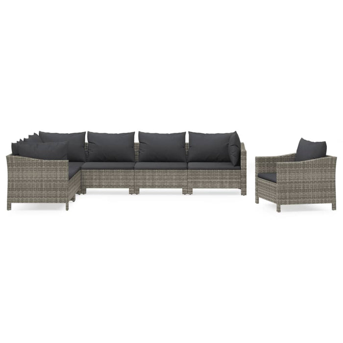 Set mobilier de grădină cu perne, 7 piese, gri, poliratan - WALTI WALTI
