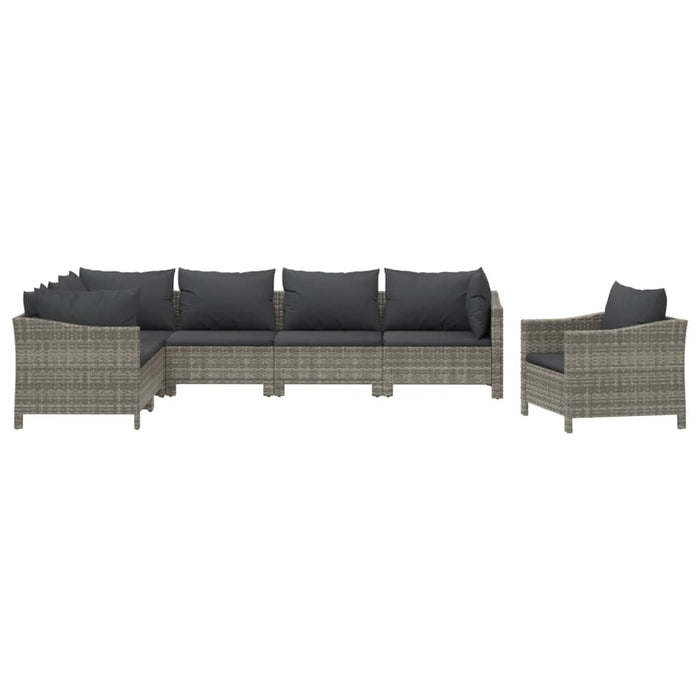 Set mobilier de grădină cu perne, 7 piese, gri, poliratan - WALTI WALTI
