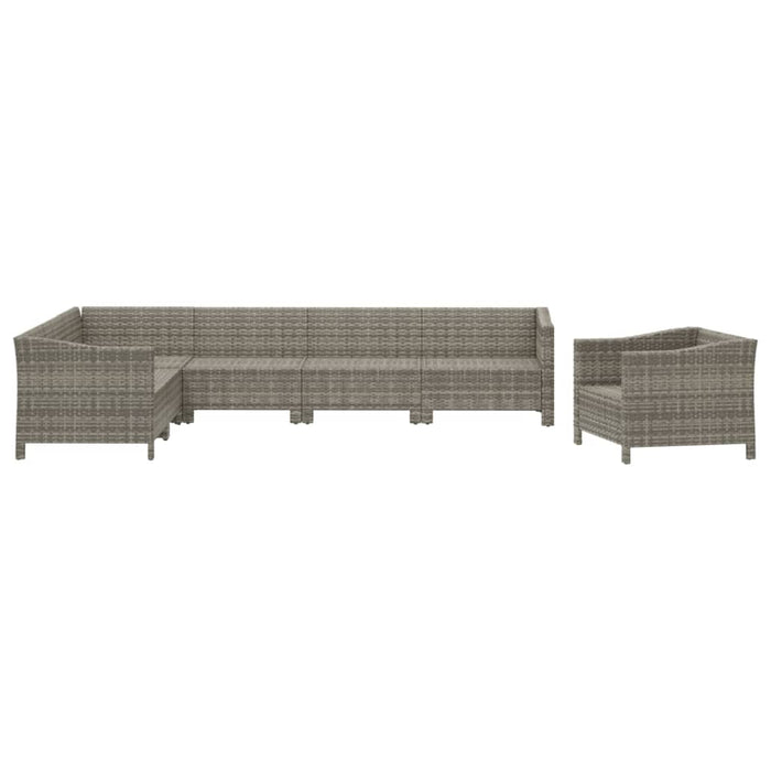 Set mobilier de grădină cu perne, 7 piese, gri, poliratan - WALTI WALTI