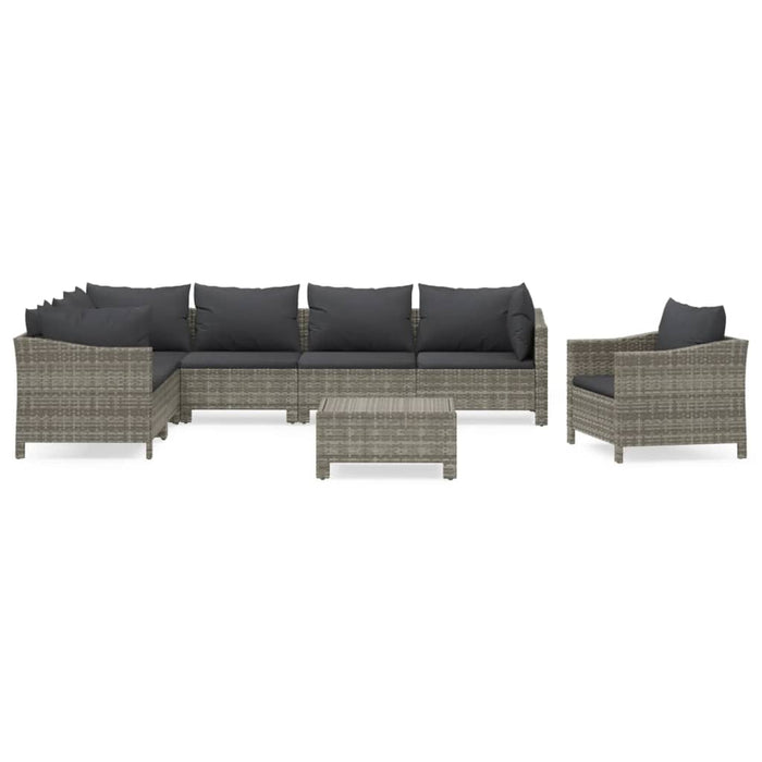 Set mobilier de grădină cu perne, 8 piese, gri, poliratan WALTI