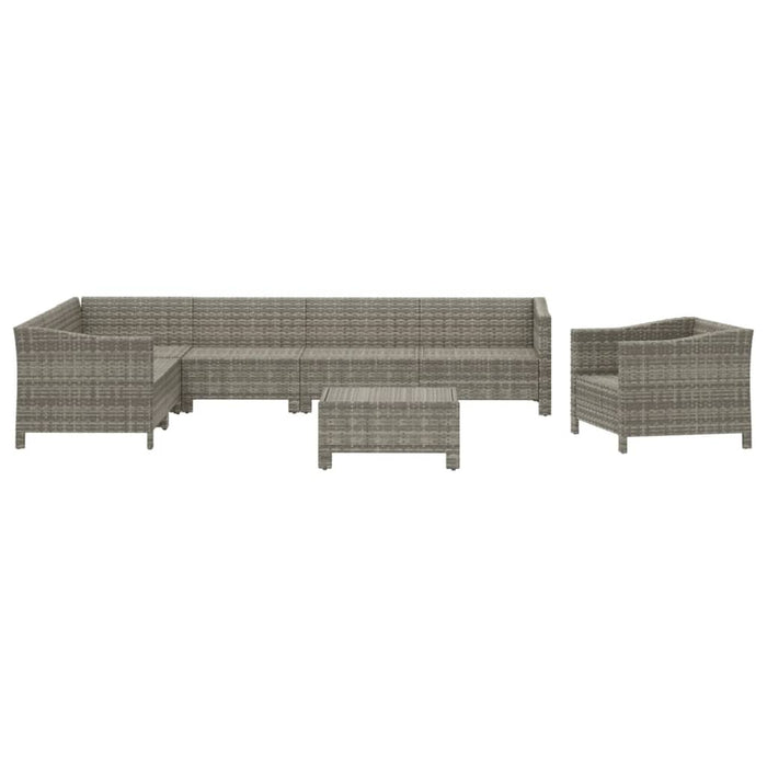 Set mobilier de grădină cu perne, 8 piese, gri, poliratan WALTI