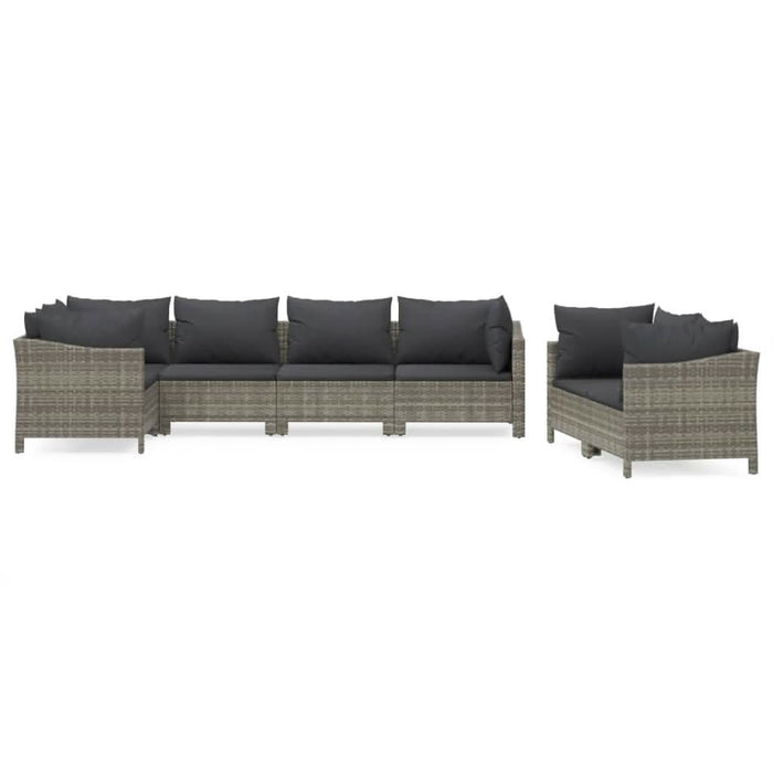 Set mobilier de grădină cu perne, 7 piese, gri, poliratan - WALTI WALTI