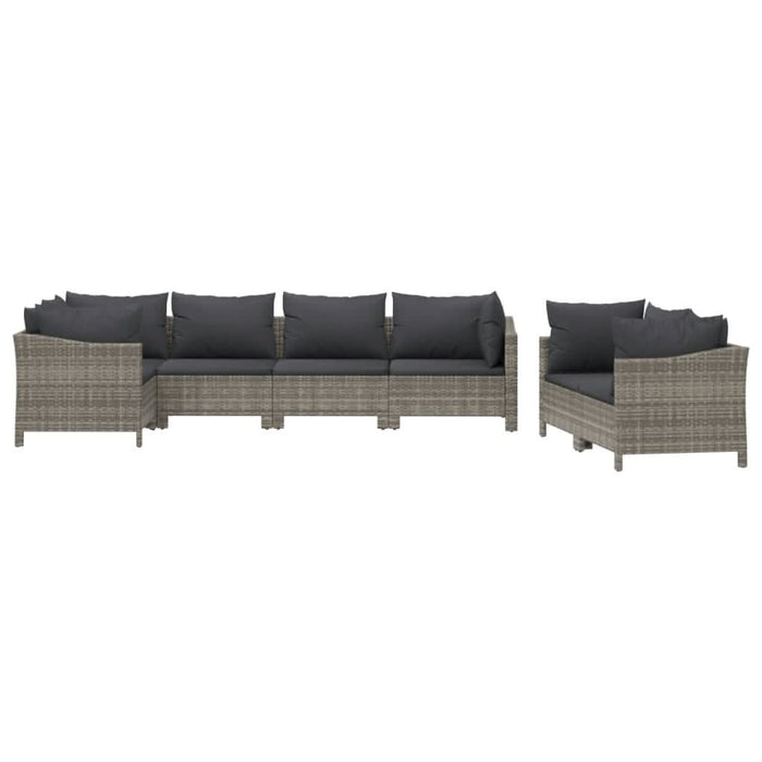 Set mobilier de grădină cu perne, 7 piese, gri, poliratan - WALTI WALTI