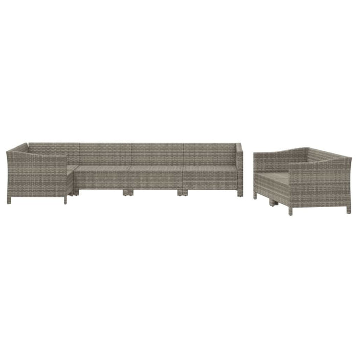 Set mobilier de grădină cu perne, 7 piese, gri, poliratan - WALTI WALTI