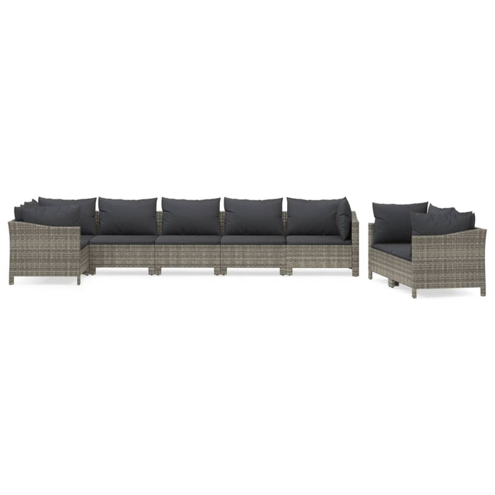 Set mobilier de grădină cu perne, 8 piese, gri, poliratan - WALTI WALTI