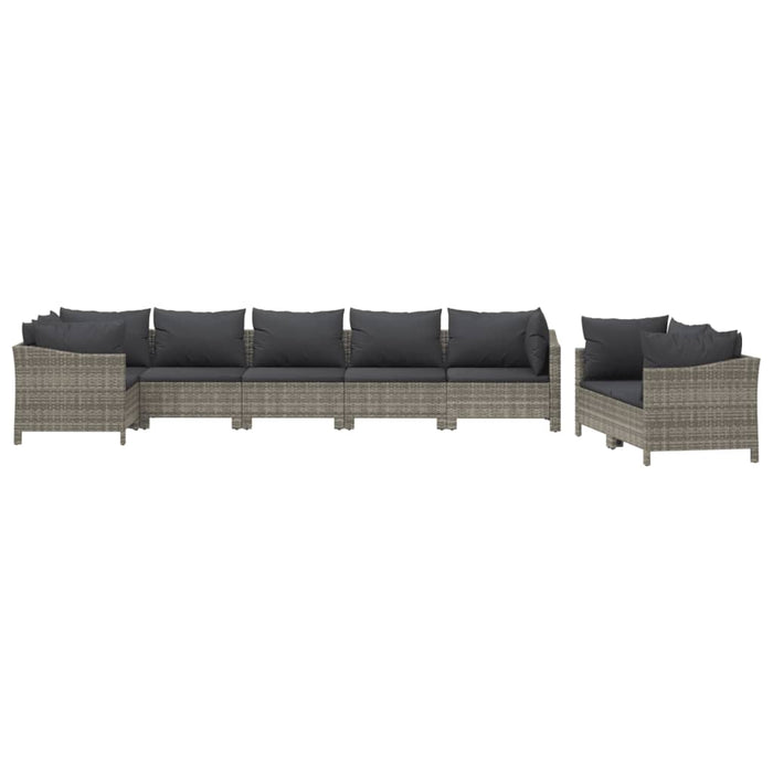 Set mobilier de grădină cu perne, 8 piese, gri, poliratan - WALTI WALTI