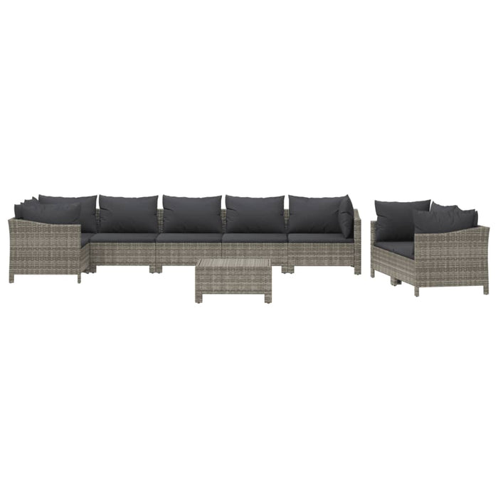 Set mobilier de grădină cu perne, 9 piese, gri, poliratan WALTI