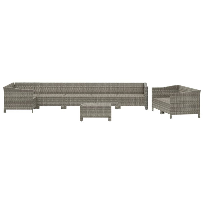 Set mobilier de grădină cu perne, 9 piese, gri, poliratan WALTI