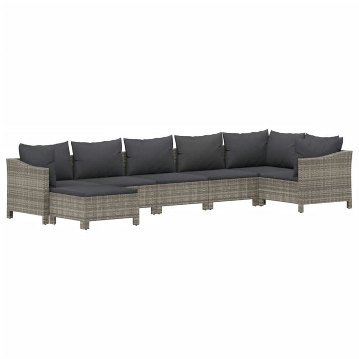 Set mobilier de grădină cu perne, 7 piese, gri, poliratan - WALTI WALTI