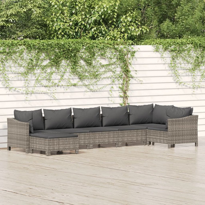 Set mobilier de grădină cu perne, 7 piese, gri, poliratan - WALTI WALTI