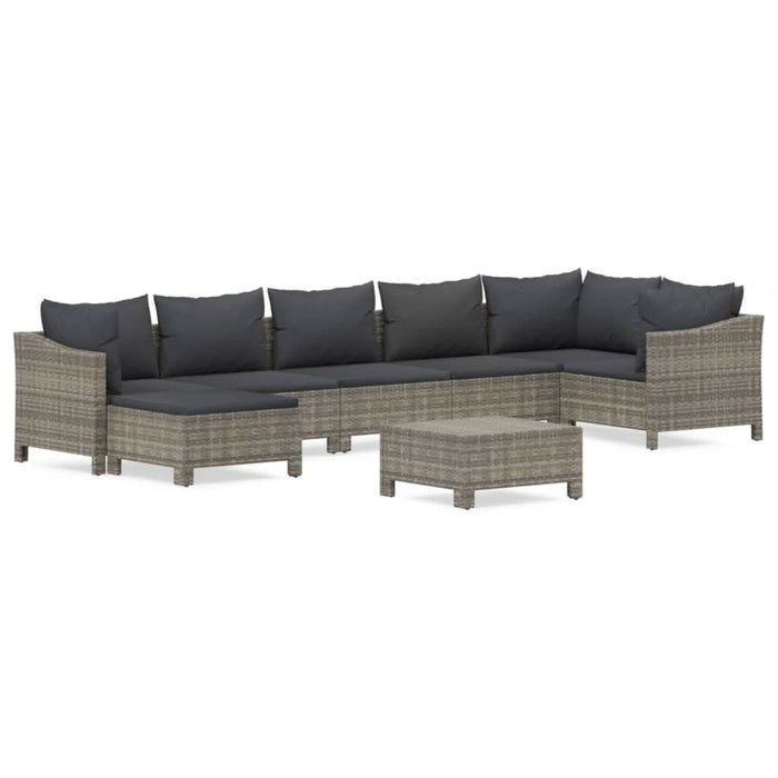 Set mobilier de grădină cu perne, 8 piese, gri, poliratan - WALTI WALTI