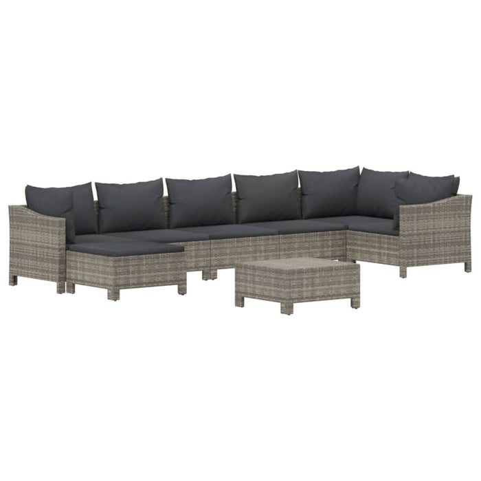 Set mobilier de grădină cu perne, 8 piese, gri, poliratan - WALTI WALTI