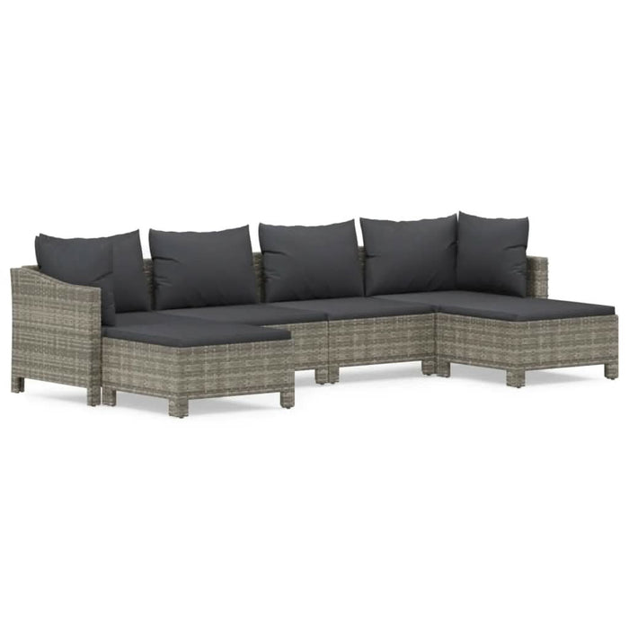 Set mobilier de grădină cu perne, 6 piese, gri, poliratan - WALTI WALTI