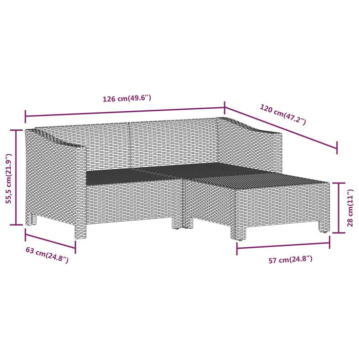 Set mobilier de grădină cu perne, 6 piese, gri, poliratan - WALTI WALTI