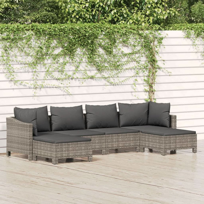 Set mobilier de grădină cu perne, 6 piese, gri, poliratan - WALTI WALTI
