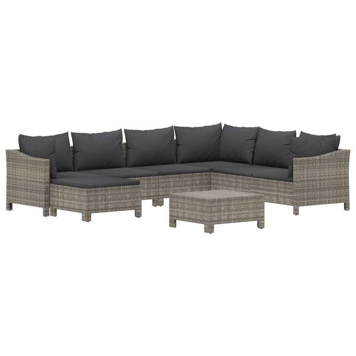 Set mobilier de grădină cu perne, 8 piese, gri, poliratan - WALTI WALTI