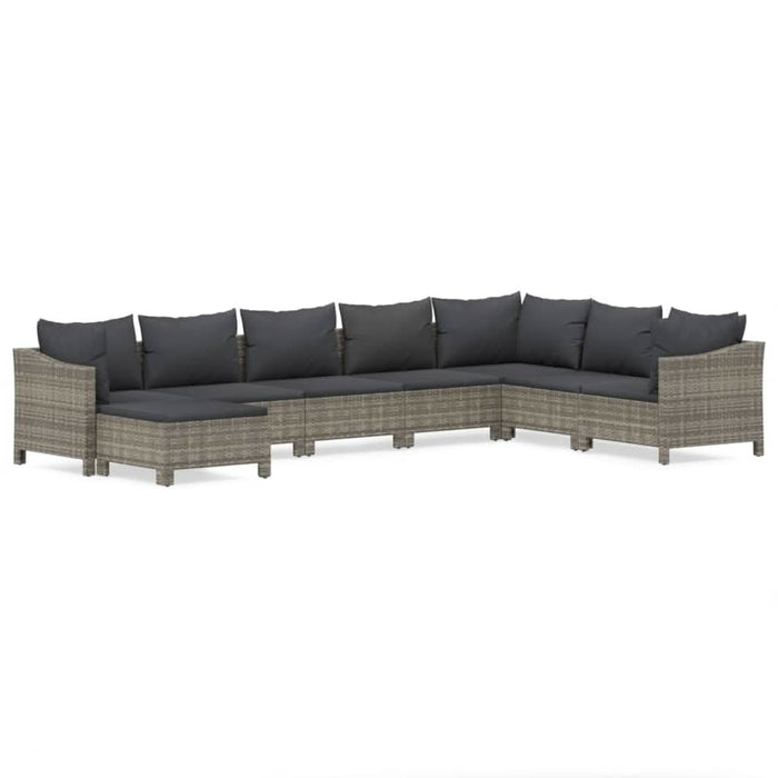 Set mobilier de grădină cu perne, 8 piese, gri, poliratan - WALTI WALTI