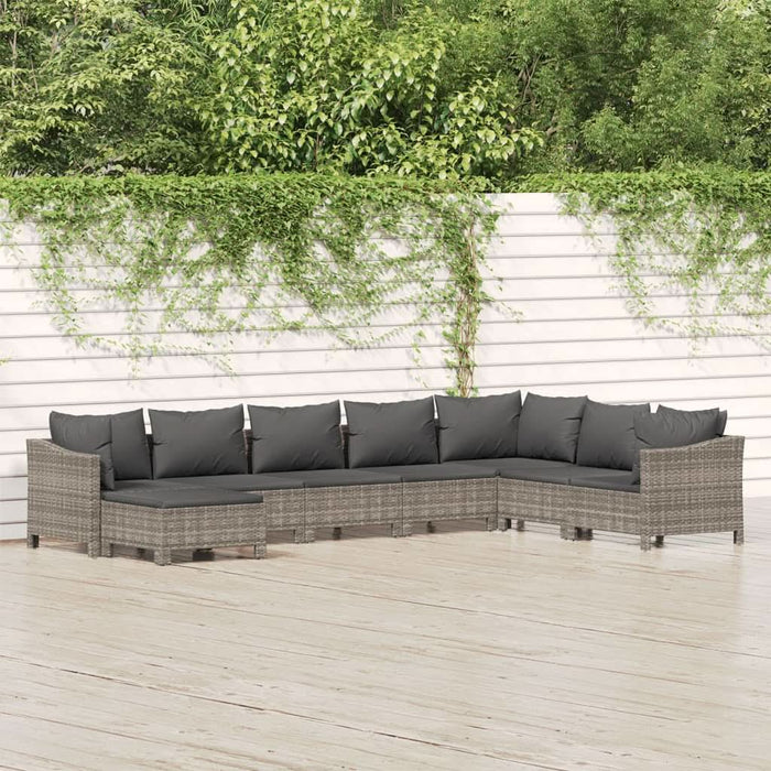 Set mobilier de grădină cu perne, 8 piese, gri, poliratan - WALTI WALTI