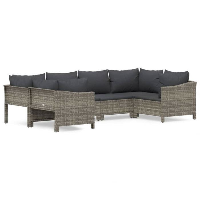 Set mobilier de grădină cu perne, 6 piese, gri, poliratan - WALTI WALTI