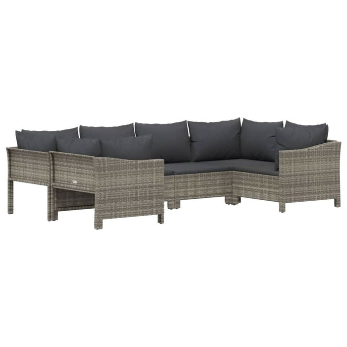Set mobilier de grădină cu perne, 6 piese, gri, poliratan - WALTI WALTI