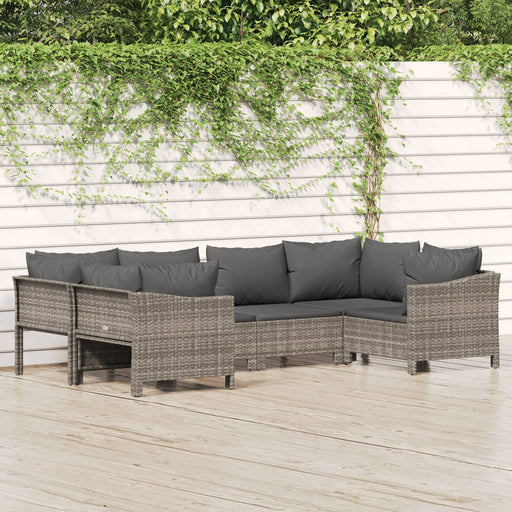 Set mobilier de grădină cu perne, 6 piese, gri, poliratan - WALTI WALTI