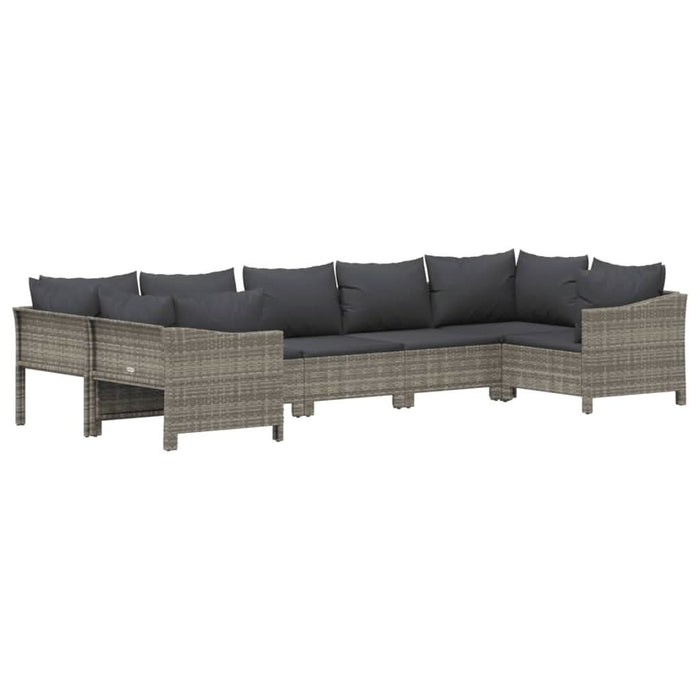 Set mobilier de grădină cu perne, 7 piese, gri, poliratan - WALTI WALTI
