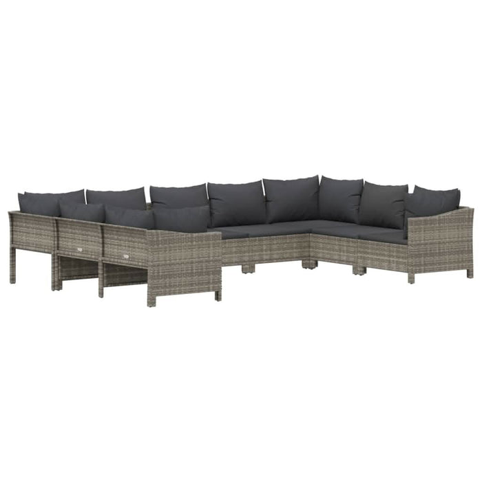 Set mobilier de grădină cu perne, 9 piese, gri, poliratan - WALTI WALTI