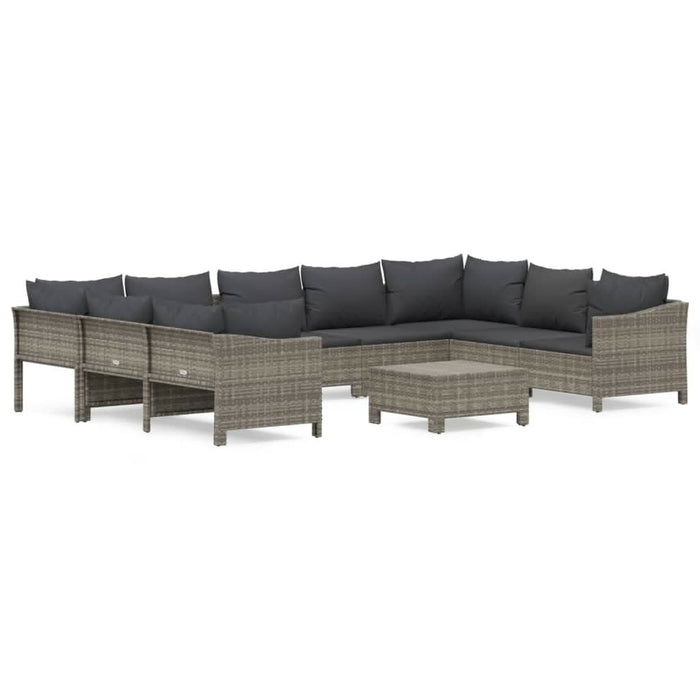 Set mobilier de grădină cu perne, 10 piese, gri, poliratan - WALTI WALTI