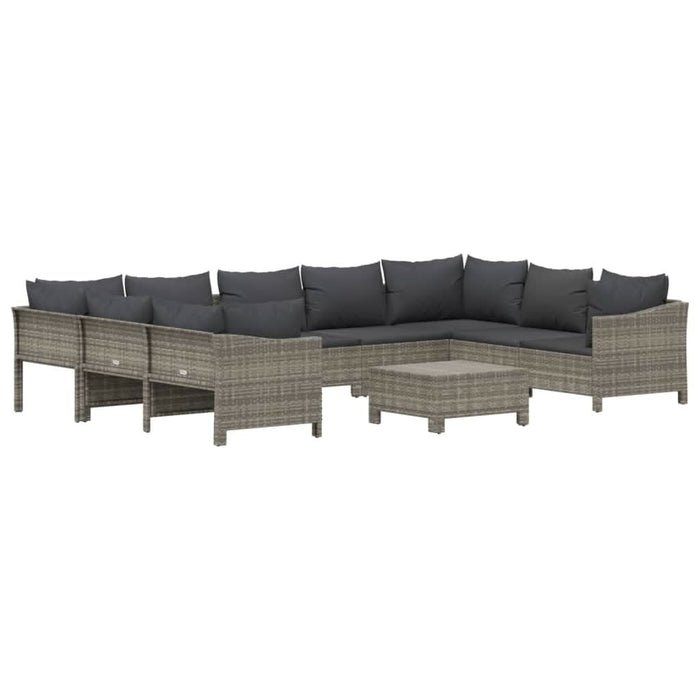 Set mobilier de grădină cu perne, 10 piese, gri, poliratan - WALTI WALTI