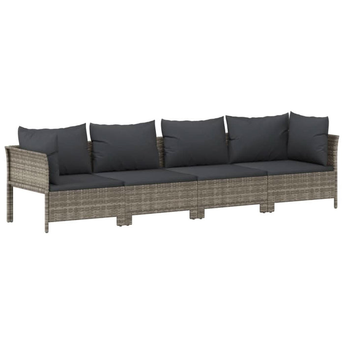 Set mobilier de grădină cu perne, 10 piese, gri, poliratan - WALTI WALTI