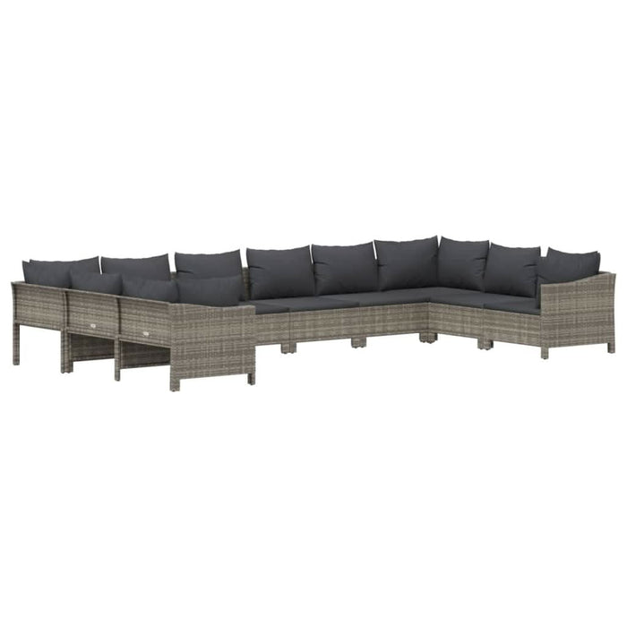 Set mobilier de grădină cu perne, 10 piese, gri, poliratan - WALTI WALTI