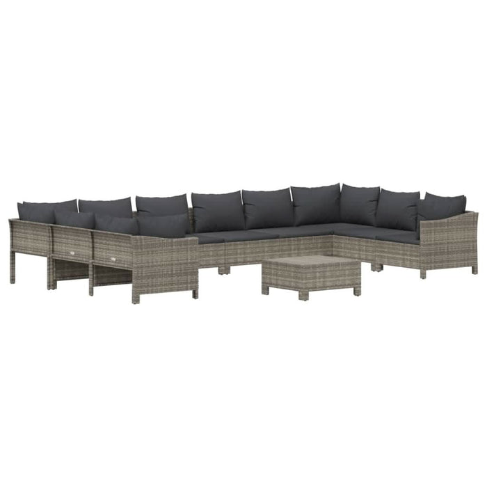 Set mobilier de grădină cu perne, 11 piese, gri, poliratan - WALTI WALTI