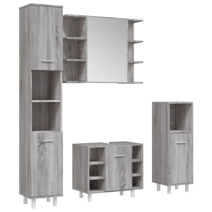 Set dulapuri de baie, 4 piese, gri sonoma, lemn prelucrat WALTI