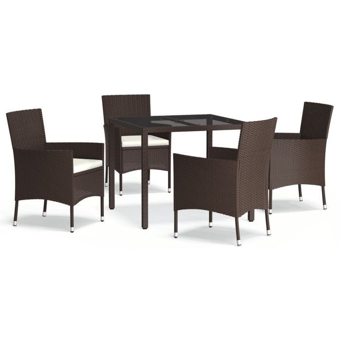 Set mobilier de grădină, 5 piese, cu perne, maro, poliratan WALTI