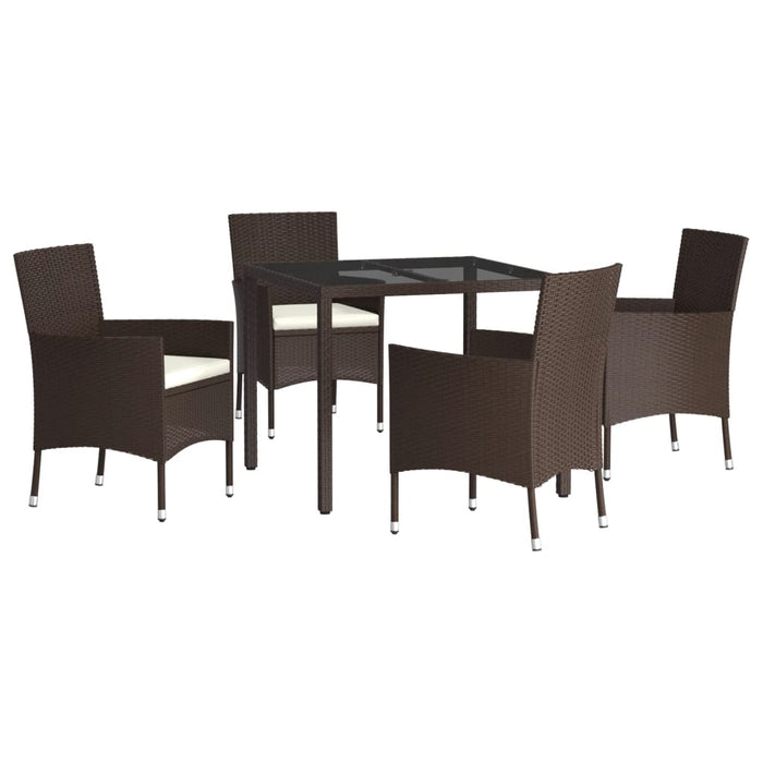 Set mobilier de grădină, 5 piese, cu perne, maro, poliratan WALTI