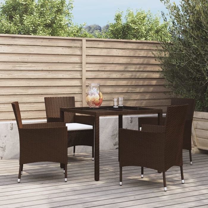 Set mobilier de grădină, 5 piese, cu perne, maro, poliratan WALTI