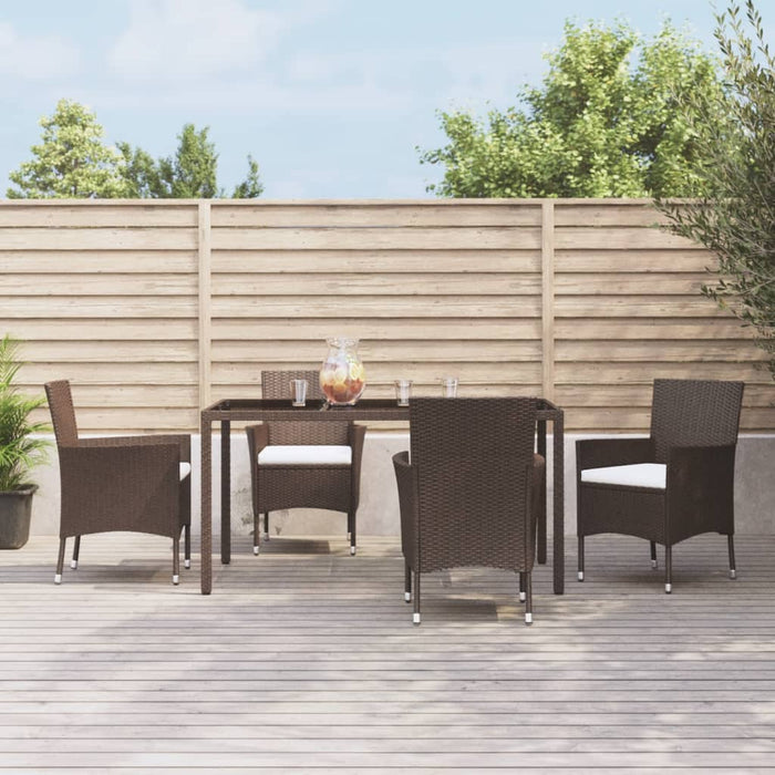 Set mobilier de grădină, 5 piese, cu perne, maro, poliratan - WALTI WALTI
