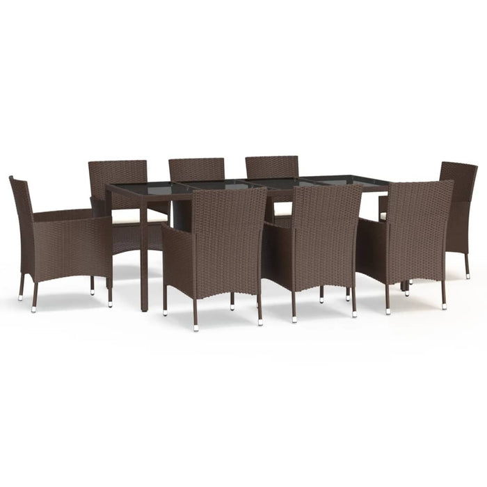Set mobilier de grădină cu perne, 9 piese, maro, poliratan WALTI